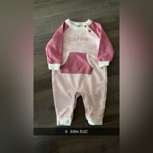 Calvin Klein Pink and White Baby Onesie